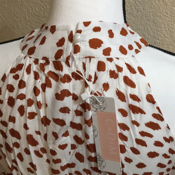 Polkadot dress in beige/brown dots. Blue drops 5/9 - Picture 11 of 11